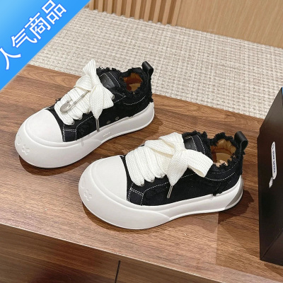 SUNTEKO新款泡泡鞋厚底开口笑帆布鞋内增高经典明星同款休闲小白鞋女生