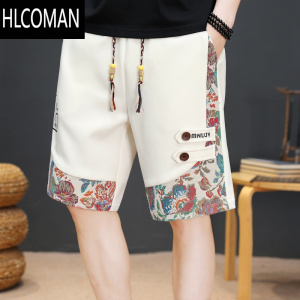 HLCOMAN夏季冰丝薄款速干短裤男潮牌中国风运动四分裤宽松休闲五分中裤子