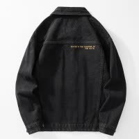 |秋季牛仔外套男高级感刺绣经典百搭黑色显瘦大码牛仔夹克