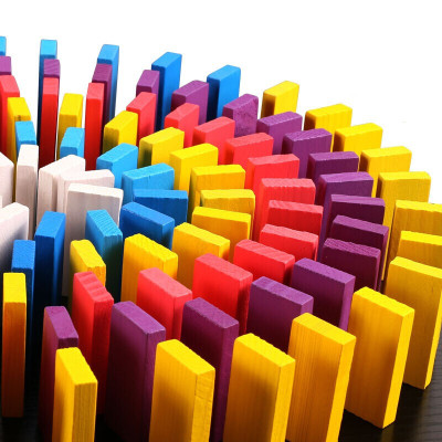 多米诺骨牌儿童力开发玩具无磁力积木拼图男孩女孩玩具生日备用一多米诺骨牌积木120片装