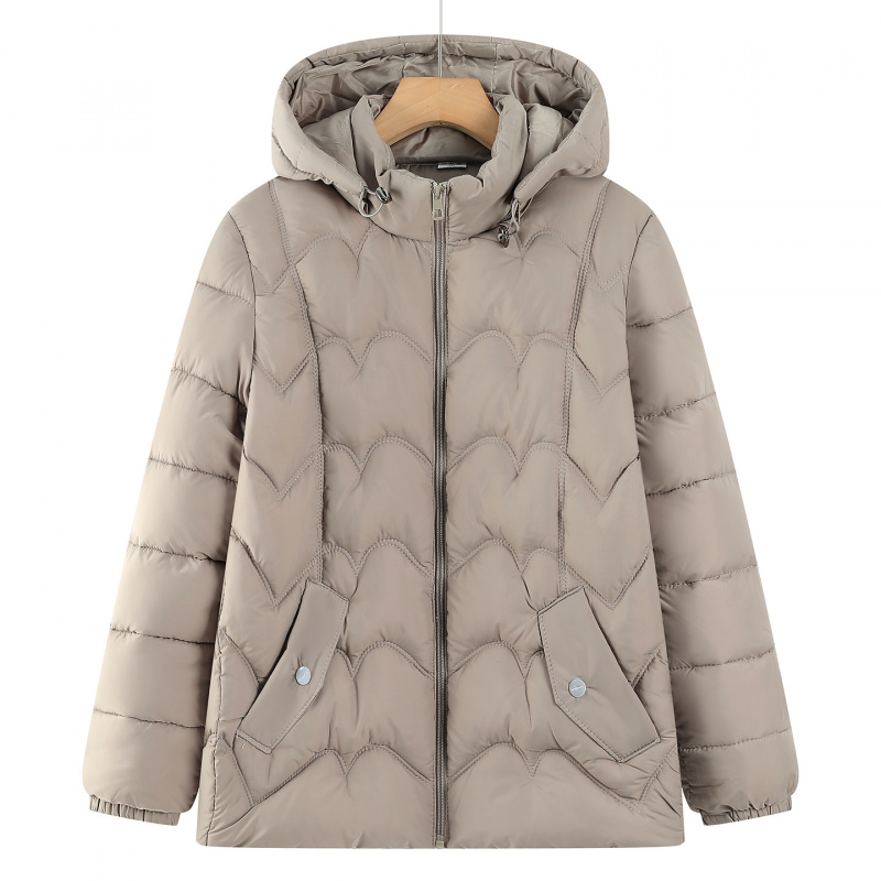 连帽妈妈装中老年人保暖冬装外套连帽女士休闲大衣棉服女40-60岁