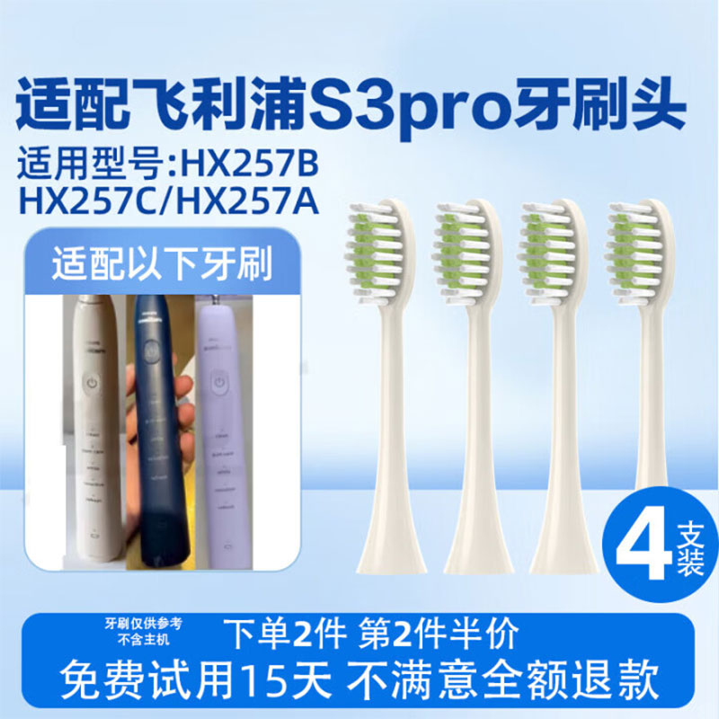 适配飞利浦S3Pro电动牙刷头HX2571/HX257B/HX257C/HX257A替换
