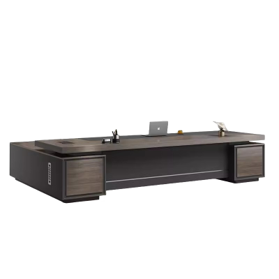 迅迈 2.4米老板桌+双侧柜800*2400*750mm 总裁桌 简约现代老板办公桌 大班台 办公家具