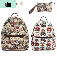 小熊双肩包女韩版时尚百搭潮迷你背包帆布大容量书包维尼熊旅行包NEW LAKE