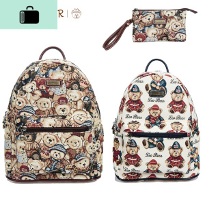 小熊双肩包女韩版时尚百搭潮迷你背包帆布大容量书包维尼熊旅行包NEW LAKE