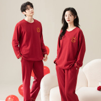 情侣睡衣春秋冬季棉质本命年喜庆结婚红色一男士一女士家居服套装