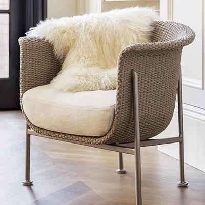 金菲罗格 户外藤编沙发不锈钢组合桌椅藤椅防水防晒花园家具 单人椅*2