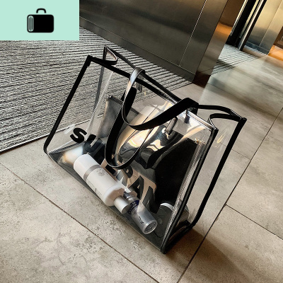 夏季单肩大包包女包2020新款潮韩版百搭大容量透明子母包手提包包NEW LAKE女士单肩包