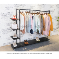 三维工匠服装店衣架展示架鞋包挂衣服架子移动落地男女装店货架侧挂服装架晾晒架 白色长160*宽36*高150送轮子+扳手