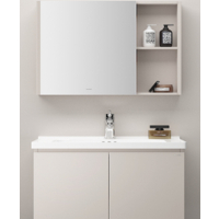 浪鲸浴室柜洗手盆柜组合陶瓷一体盆奶油风卫生间洗脸盆柜组合洗漱台 珍珠白储物镜柜