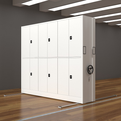 臻远 密集架手摇式移动档案柜钢制轨道密集架 一列3组