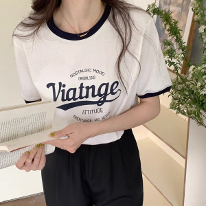 棉质 韩版夏季宽松短袖T恤女学生大码上衣女士打底衫女装