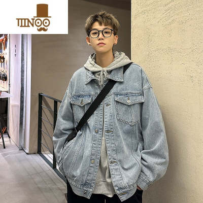 YANXU美式复古黄泥色牛仔外套男宽松潮牌夹克痞帅感新款褂子