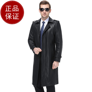 免费试穿掉皮包换春秋新款海宁真皮皮衣绵羊皮风衣男士长款加绒外套秋装加长皮大衣品牌外套男商务休闲大码外套正品