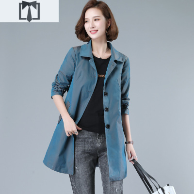 SUNTEK气质流行风衣女中长款2020新款春秋装小个子休闲韩版时尚宽松外套风衣