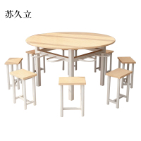 苏久立餐桌学校食堂小吃店快餐桌椅饭堂橡木色圆桌1200*750[含椅]