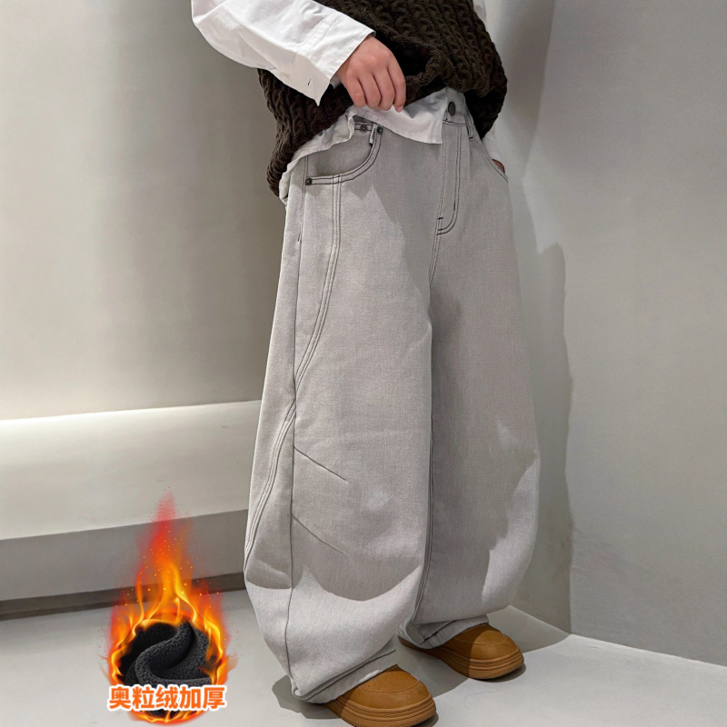 男童秋冬一体绒牛仔裤新款大儿童冬季加厚长裤加绒裤子潮_662