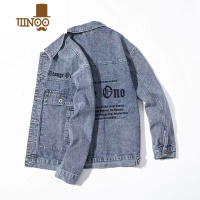 YANXU高端刺绣牛仔外套男士韩版潮流帅气工装夹克潮牌宽松百搭休闲上衣