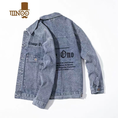 YANXU高端刺绣牛仔外套男士韩版潮流帅气工装夹克潮牌宽松百搭休闲上衣