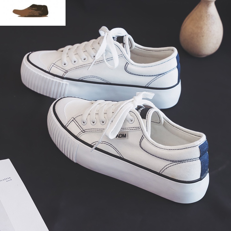 流行鞋子女2020年新款百搭ulzzang低帮帆布鞋夏季厚底增高小白鞋休闲