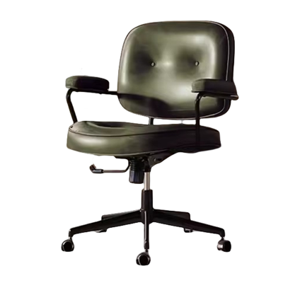 迅迈 墨绿-油蜡皮 家用久坐舒服书房书桌椅 卧室座椅 办公椅 电脑椅 靠背椅 转椅