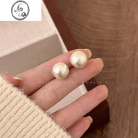 JiMi复古赫本风棉花大珍珠耳钉女气质网红耳环法式轻奢高级感耳饰