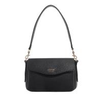 GUESS单肩斜挎包黑色合成皮革磁扣简约通勤女包 detachable strap大容