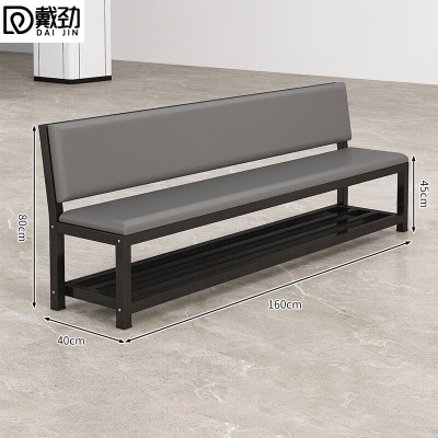 戴劲长条凳软包沙发换鞋凳等候靠背休息区长条椅子160*45*80cm双层