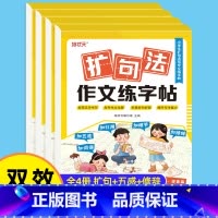 [4本推荐]小学生写作文练字帖 [正版]小学生优美句子积累字帖一二三四五六年级上册下册语文扩句法五感法作文练字帖小学