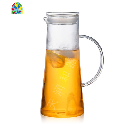 耐热防爆大容量开水瓶玻璃壶加厚晾热水扎杯凉水壶 FENGHOU 竹盖款[梯形水壶]+4杯