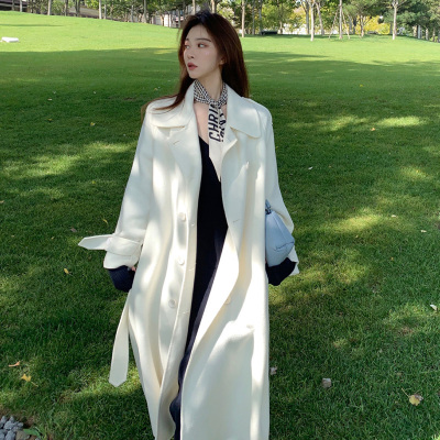 FISHBASKET白色毛呢子中长款高端双面绒大衣外套风衣2020年新款女装毛呢外套