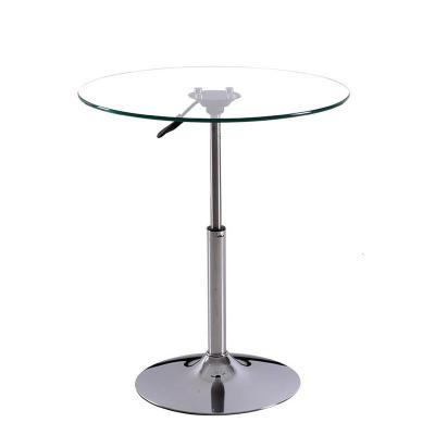简约透明可升降钢化玻璃小圆桌接待桌闪电客洽谈桌茶几餐桌展会桌会谈