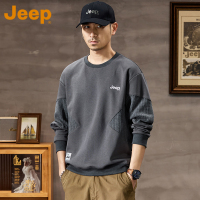 JEEP吉普美式潮牌圆领卫衣男款春秋款宽松男装上衣服内搭男士外套