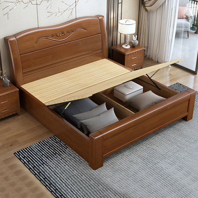 臻远ZY-SMC-122 现代简约实木床双人床 1.8米气压高箱