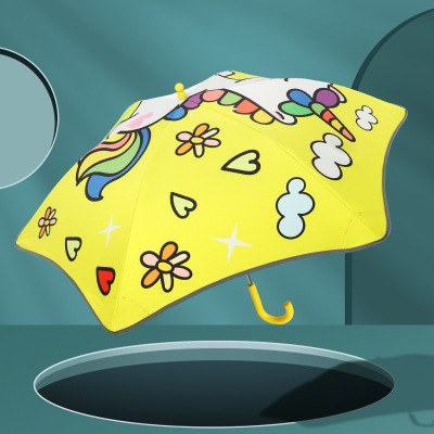 甜心小妹儿童雨伞男女孩遮阳伞幼儿园小学生女孩女童可爱上学安全黑胶防晒伞小雨伞