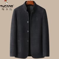 啄木鸟爸爸秋装毛呢外套秋冬季中老年夹克男士呢子商务上衣50岁60