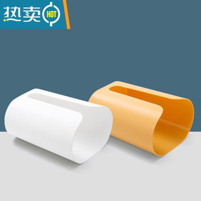 敬平纸巾盒厨房壁挂式创意抽纸盒家用客厅餐巾纸免打孔厕所卫生间收纳 北欧白+黄色