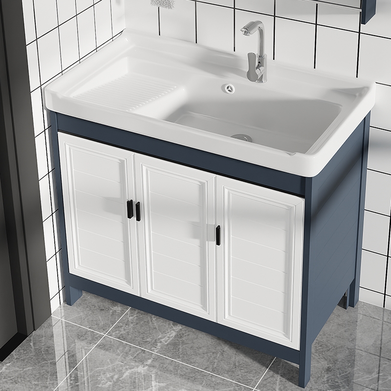 符象阳台洗衣盆带搓板一体卫生间洗手台家用陶瓷水槽落地式洗衣池