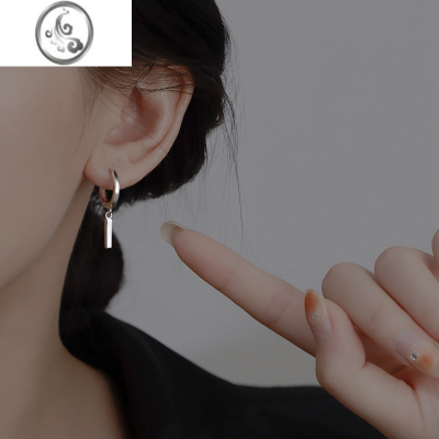 JiMi轻奢冷淡风耳圈小众设计感高级银银耳环2023年新款潮时尚气质耳饰