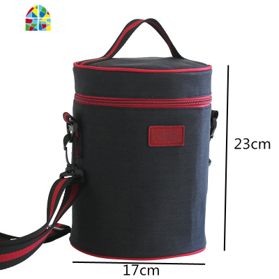 饭盒袋饭盒包保温包带饭包便当包手提保鲜加厚圆形女防水小午餐袋 FENGHOU 80036-2手提拉链包款