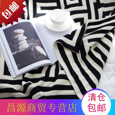 睏家回形纹纯棉针织双人沙发毯办公室午睡毯日式毛毯盖毯空调毯