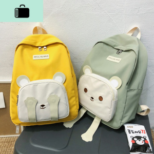 可爱卡通小熊书包女学生韩版高中撞色背包日系初中小学生双肩书包NEW LAKE女手包