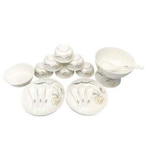 稳帆甄选 骨质瓷餐具套装金色郁金香 22头 WF-022A/套