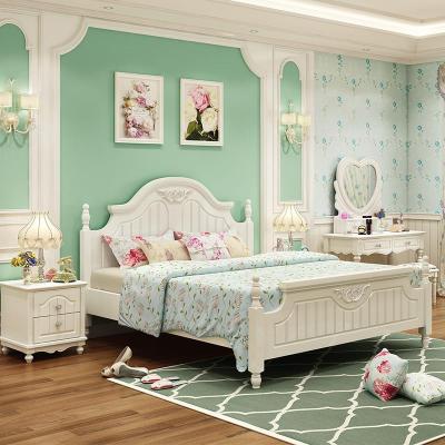 韩式田园简约现代美式双人床公主卧室1.8米实木1.5m欧式床