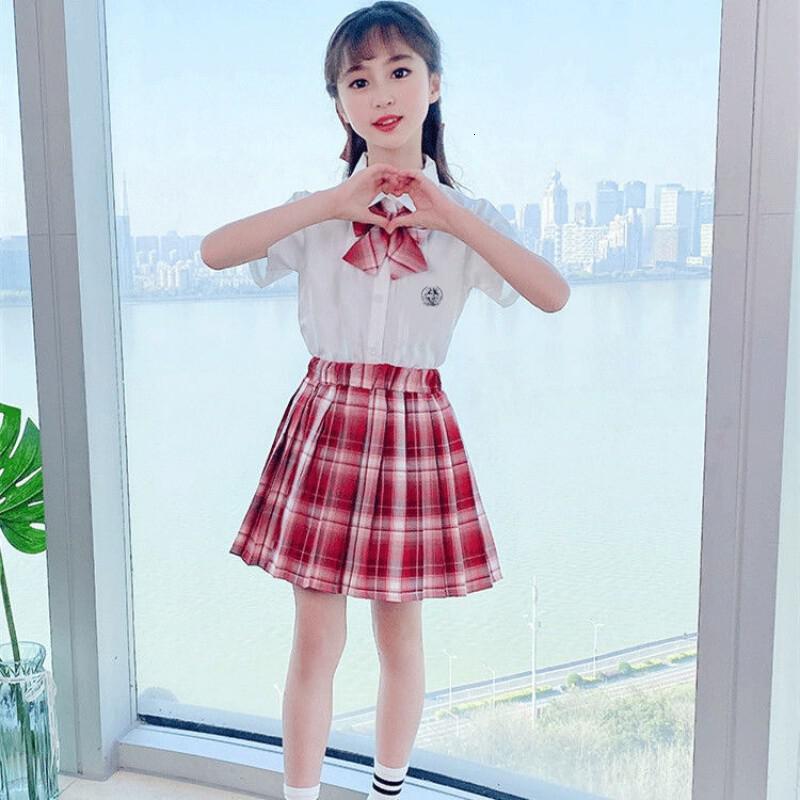 jk格裙儿童衣服女3-14岁夏天穿的儿童春夏装女童夏季格子百褶裙小学生