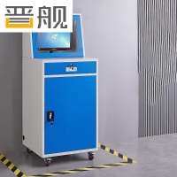 晋舰PC工业电脑监控机箱柜机一体机网络柜工业机柜 蓝白-带轮组装款