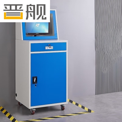 晋舰PC工业电脑监控机箱柜机一体机网络柜工业机柜 蓝白-带轮组装款