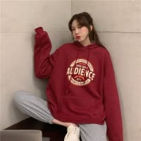 加绒加厚宽松连帽卫衣女秋冬外套古着长袖打底衫上衣韩国女装