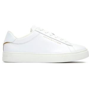 TOMMY HILFIGER女士休闲板鞋经典百搭皮革拼接防滑运动鞋日常通勤