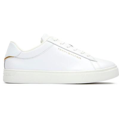 TOMMY HILFIGER女士休闲板鞋经典百搭皮革拼接防滑运动鞋日常通勤